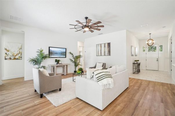 Interior, Living room, Pendant Lights, Wood Texture Flooring