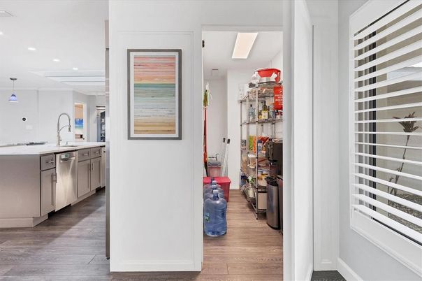 Interior, Kitchen, Pendant Lights, Recessed Lighting, Wood Texture Flooring