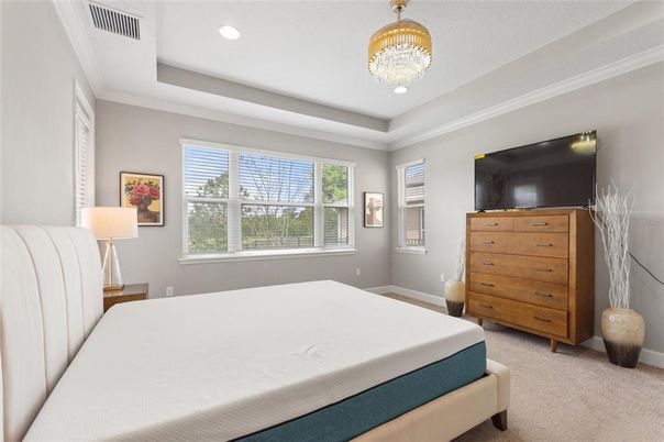 Bedroom, Chandelier, Interior, Recessed Lighting