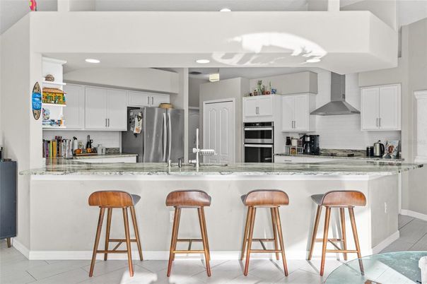 Interior, Kitchen, Marble, Recessed Lighting, Stainless Steel Appliances