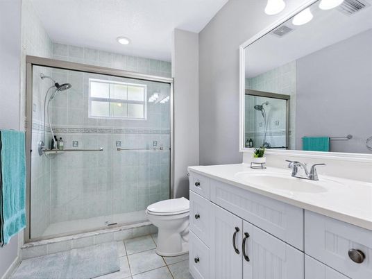 Bathroom, Glass Shower, Interior, Recessed Lighting