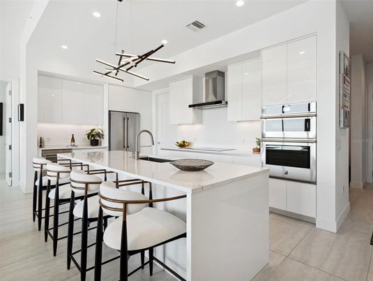 Interior, Kitchen, Pendant Lights, Recessed Lighting, Stainless Steel Appliances