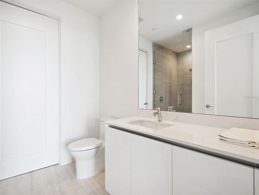 Bathroom, Glass Shower, Interior, Recessed Lighting