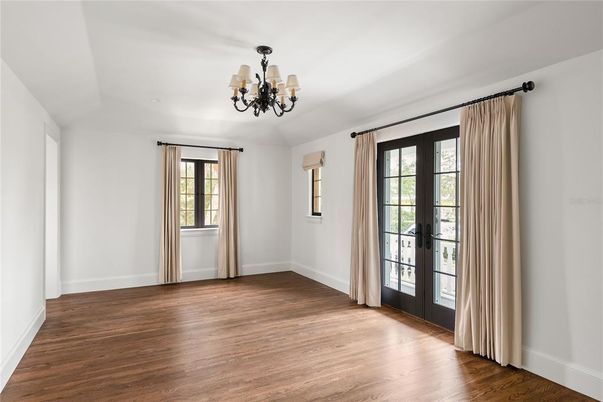 Chandelier, Empty room, Interior, Wood Texture Flooring