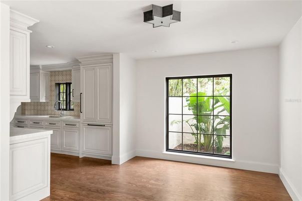 Interior, Kitchen, Recessed Lighting, Wood Texture Flooring