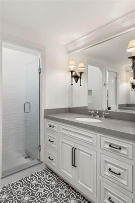 Bathroom, Dual Sink Vanities, Glass Shower, Interior