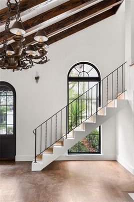 Chandelier, Interior, Wooden Beams, Wood Texture Flooring