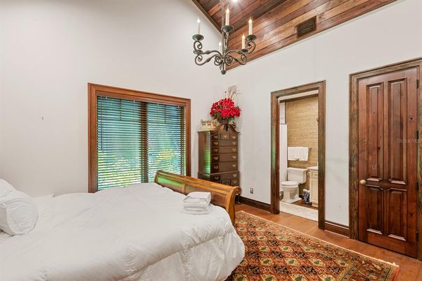 Bathroom, Bedroom, Chandelier, Interior, Wooden Ceilings, Wood Texture Flooring