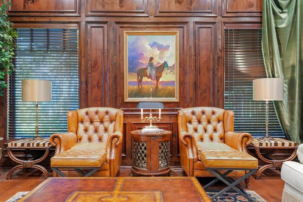Home Office, Interior, Wood Texture Flooring, Wooden Walls