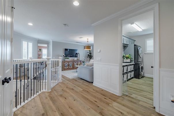 Dining room, Interior, Living room, Pendant Lights, Recessed Lighting, Wood Texture Flooring