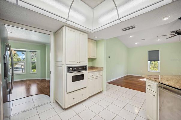 Interior, Kitchen, Recessed Lighting, Wood Texture Flooring