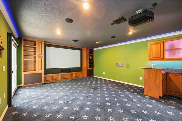 Interior, Projection Screen, Recessed Lighting, Theatre Room