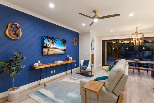 Dining room, Interior, Pendant Lights, Recessed Lighting, Wood Texture Flooring