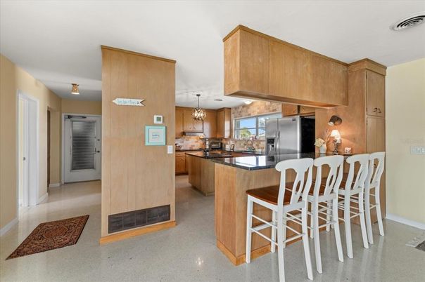 Chandelier, Interior, Kitchen, Pendant Lights, Stainless Steel Appliances