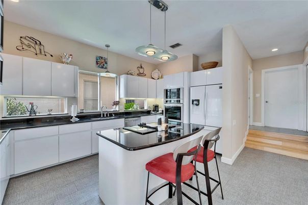 Interior, Kitchen, Pendant Lights, Recessed Lighting, Stainless Steel Appliances