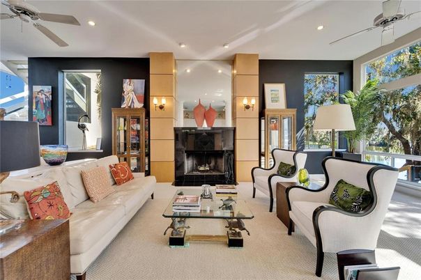 Fireplace, Interior, Living room, Recessed Lighting