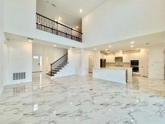 Interior, Kitchen, Marble, Recessed Lighting, Stainless Steel Appliances
