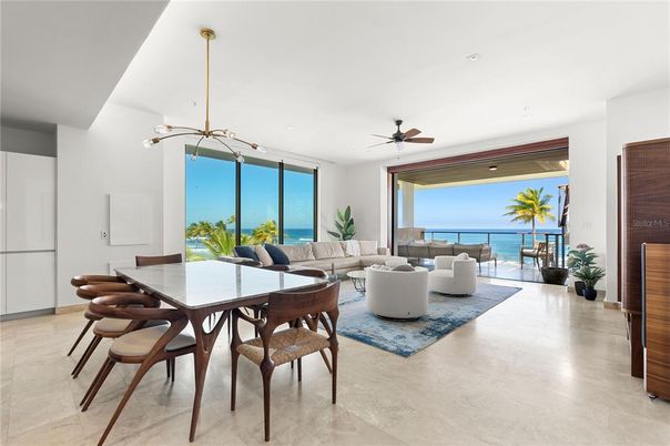 Dining room, Interior, Living room, Pendant Lights, Recessed Lighting, Water