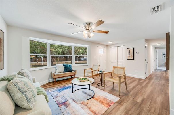 Interior, Living room, Recessed Lighting, Wood Texture Flooring