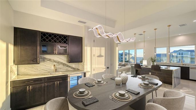 Dining room, Interior, Kitchen, Living room, Pendant Lights, Recessed Lighting