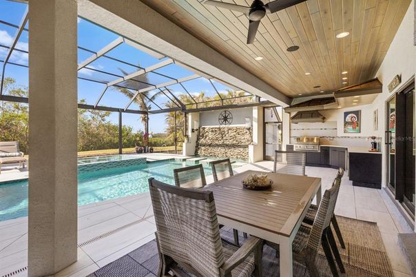 Dining room, Glass Ceilings, Interior, Pool, Recessed Lighting, Sun Room, Wooden Ceilings
