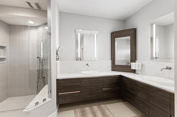 Bathroom, Dual Sink Vanities, Glass Shower, Interior