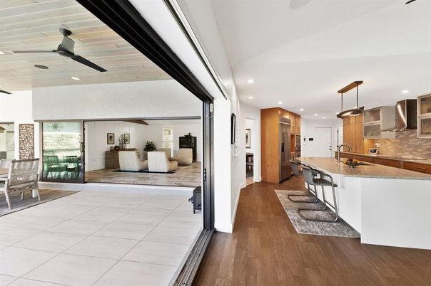 Dining room, Interior, Kitchen, Recessed Lighting, Wood Texture Flooring