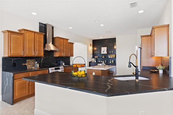 Interior, Kitchen, Marble Walls, Recessed Lighting