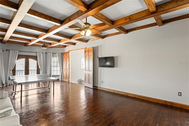 Game Room, Interior, Wooden Beams, Wood Texture Flooring