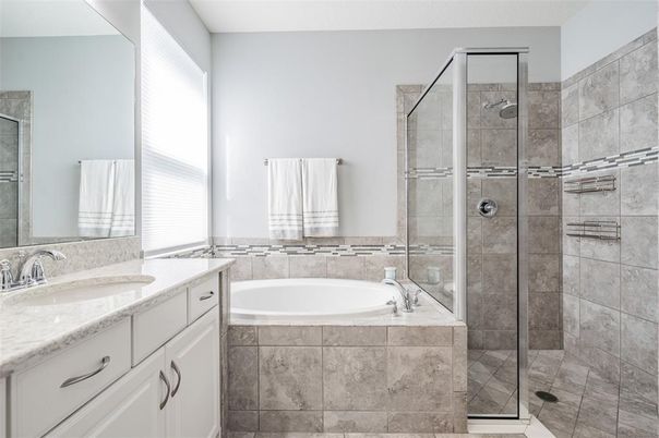 Bathroom, Dual Sink Vanities, Glass Shower, Interior