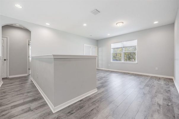Empty room, Interior, Recessed Lighting, Wood Texture Flooring