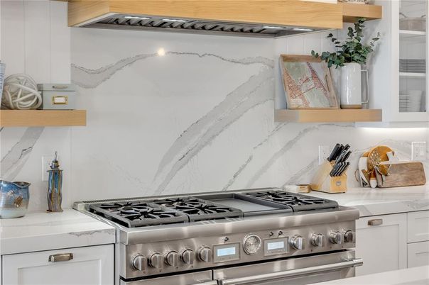 Interior, Kitchen, Marble Walls, Stainless Steel Appliances
