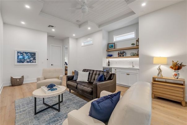 Interior, Living room, Recessed Lighting, Wood Texture Flooring