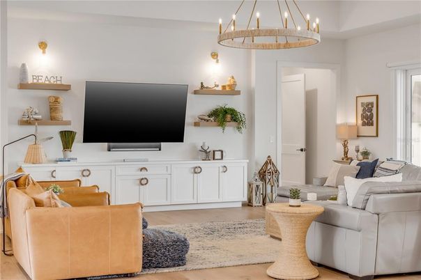 Chandelier, Interior, Living room, Pendant Lights, Wood Texture Flooring