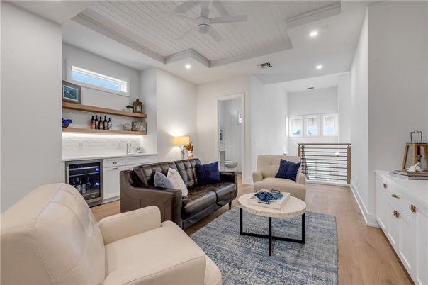 Interior, Living room, Recessed Lighting, Wood Texture Flooring