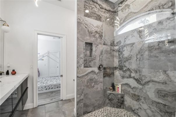 Bathroom, Glass Shower, Interior, Marble Walls