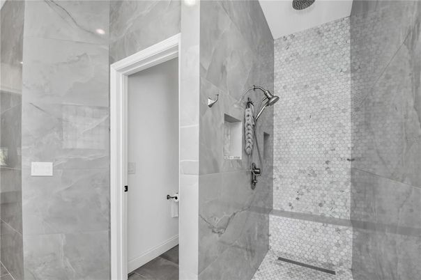 Bathroom, Glass Shower, Interior, Marble Walls, Recessed Lighting