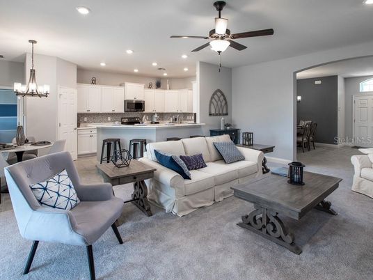 Chandelier, Dining room, Interior, Kitchen, Living room, Recessed Lighting, Stainless Steel Appliances