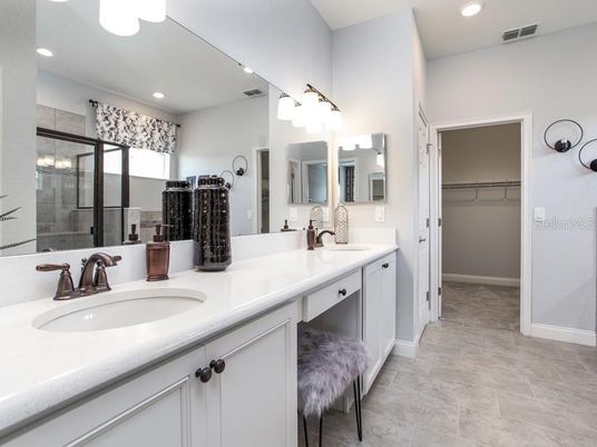 Bathroom, Dual Sink Vanities, Glass Shower, Interior, Recessed Lighting