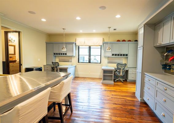 Home Office, Interior, Kitchen, Pendant Lights, Recessed Lighting, Wood Texture Flooring