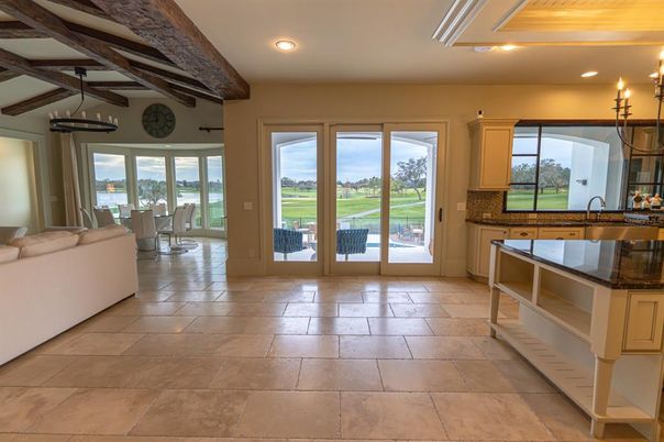 Dining room, Interior, Kitchen, Pendant Lights, Recessed Lighting, Wooden Beams