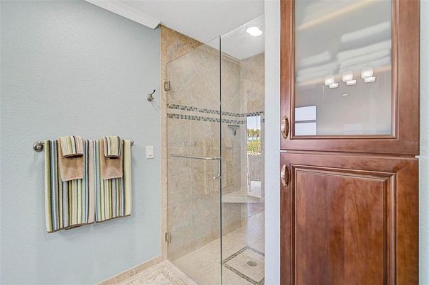 Bathroom, Glass Shower, Interior, Recessed Lighting