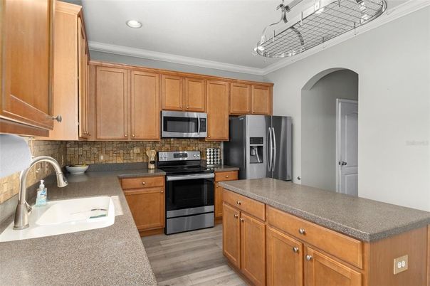 Interior, Kitchen, Recessed Lighting, Wood Texture Flooring