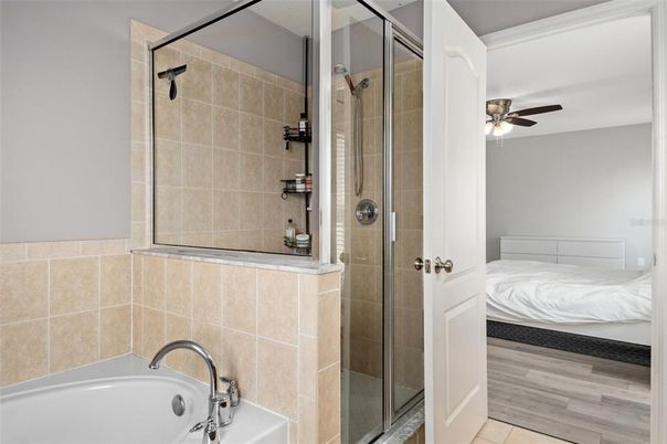 Bathroom, Bedroom, Glass Shower, Interior, Wood Texture Flooring