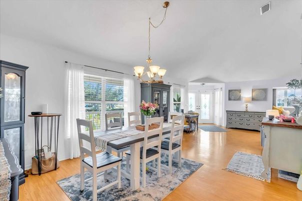 Chandelier, Dining room, Interior, Wood Texture Flooring