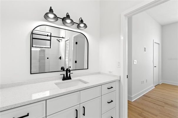 Bathroom, Dual Sink Vanities, Interior, Wood Texture Flooring