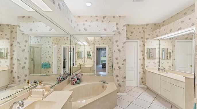 Bathroom, Dual Sink Vanities, Glass Shower, Interior, Recessed Lighting
