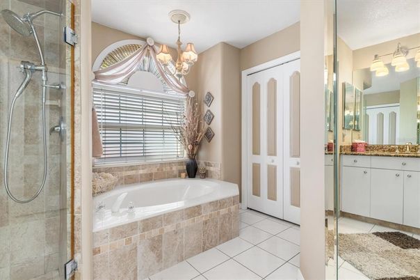Bathroom, Chandelier, Glass Shower, Interior