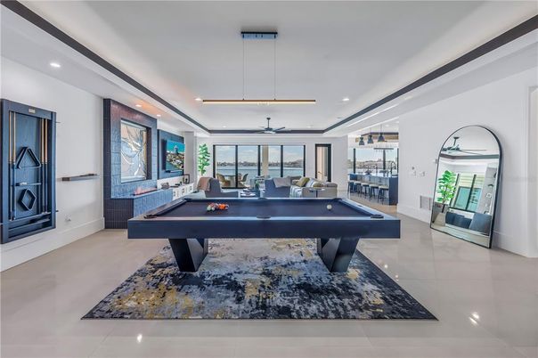 Billiard Table, Game Room, Interior, Pendant Lights, Recessed Lighting