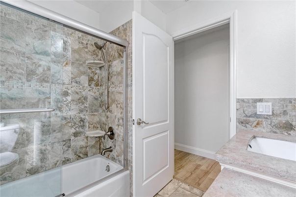 Bathroom, Glass Shower, Interior, Wood Texture Flooring